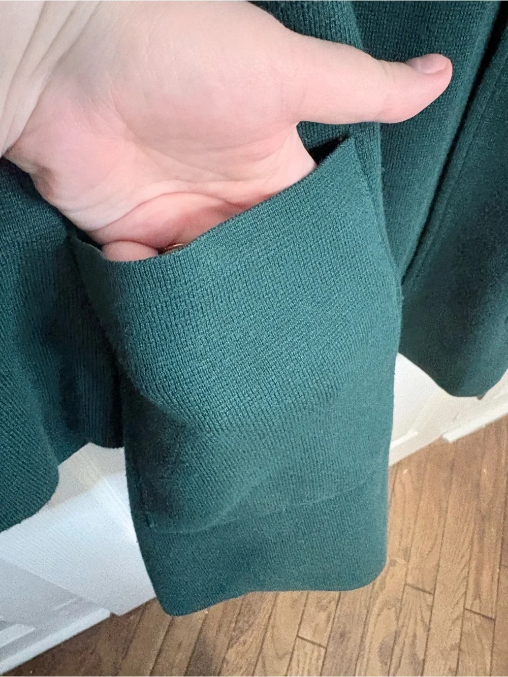 J.Crew Green Knit Sweater Blazer Open Front Patch Pockets Estimated XL